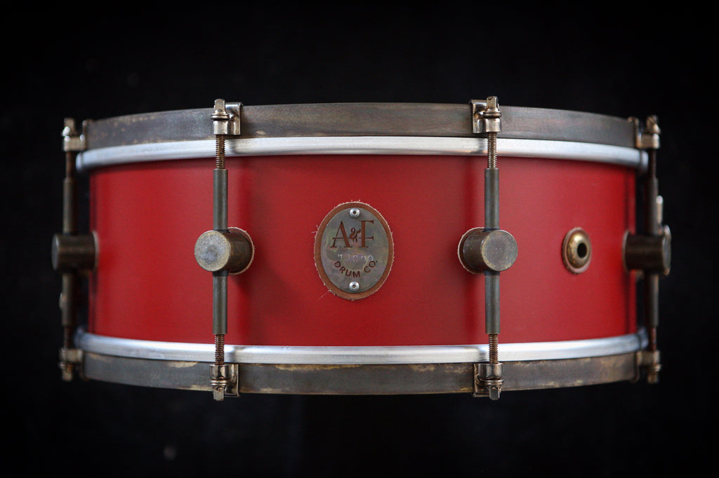 8-Lug Steam Bent Solid Maple Snare in Antique Red Finish